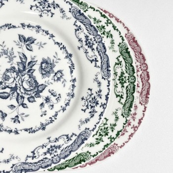 صحن سراميك تصميم زهور بنقش كلاسيكي على الطراز الاوربي متوفر 3 اللوان -6290