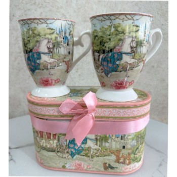 طقم كوب سيراميك بتصميم فكتوريا مع علبه هديه -5860