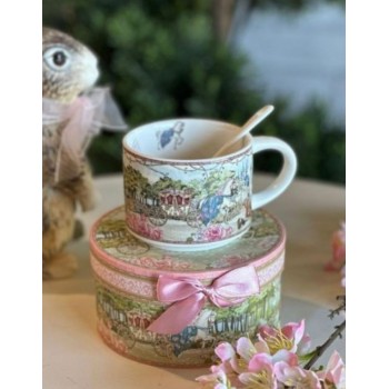 كوب سيراميك انيق وملعق مع علبه هديه-L5866