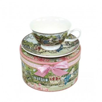 كوب وصحن من سيرامك بتصميم فاكتوريا مع علبه هديه -5865