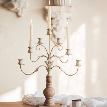 شمعدان حامل الشموع معدنيه انيقه بقاعده خشبيه L3123 شمعدان حامل الشموع معدنيه انيقه بقاعده خشبيه L3123