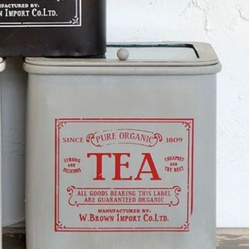 حافظه الشاي علبه معدنيه بتصميم   فانتج بغطاء زجاجي L3124