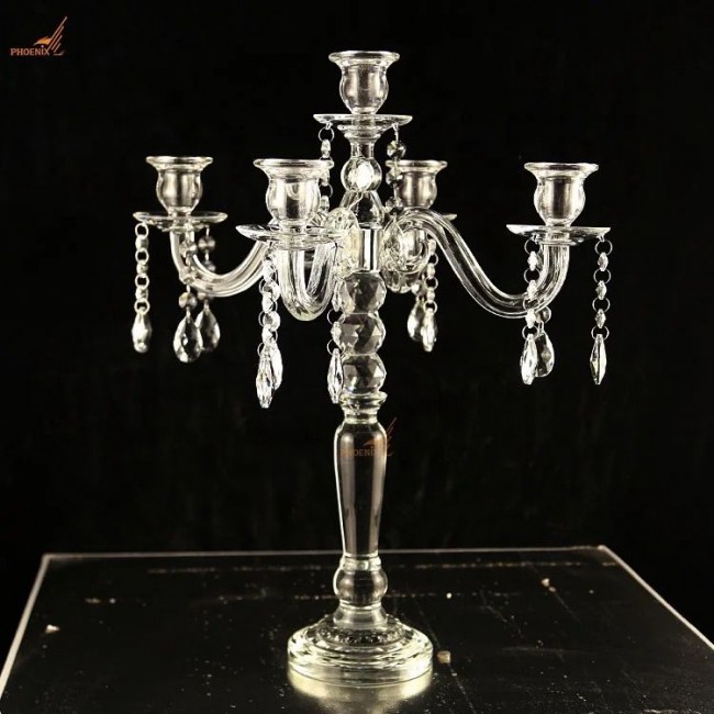 شمعدان كرستاليه من 5 اذرع بتصميم ابداعي من الزجاج L3293