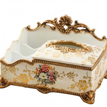 علبة مناديل كلاسيكه بنقوش ابداعيه مع منظم من سراميك L2957 علبة مناديل كلاسيكه بنقوش ابداعيه مع منظم من سراميك L2957