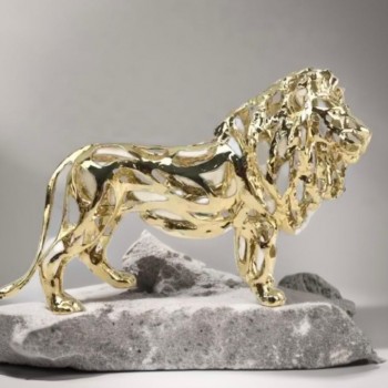 تحفه اسد مجوف  معدن ذهبي انيق ملائم لسطح مكتب -5625