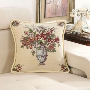 مخده من القماش الجاكار بالزهور مطرزه ملائمه كنب مكتب  -L5326