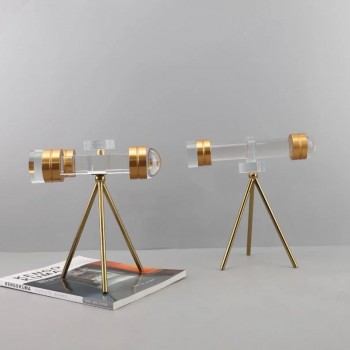 تحفه تلسكوب كريستال زجاجي بقواعد معدن متوفر الحجمين -5553