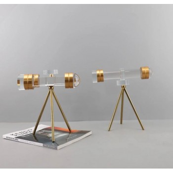 تحفه تلسكوب كريستال زجاجي بقواعد معدن متوفر الحجمين -5553