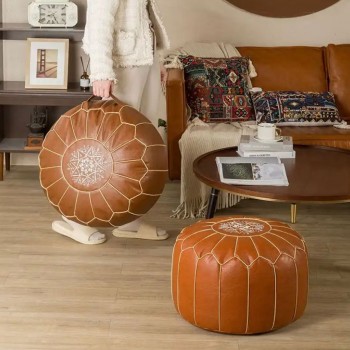 بف جلد مطرز يدويا متوفر للونين -L2891