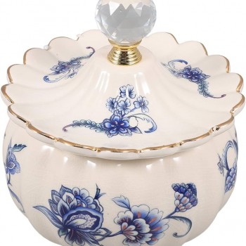 برطمان سيراميك بغطاء لتخزين المجوهرات انيق -L5024