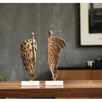 تحفه معدن كلاسيك بتصميم ورق شجر بقاعده رخام متوفر شكلين -L5082 تحفه معدن كلاسيك بتصميم ورق شجر بقاعده رخام متوفر شكلين -L5082