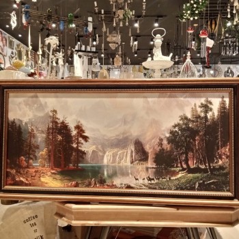 لوحه جداري مطبوع كالنفس باطار خشب ذهبي -5335