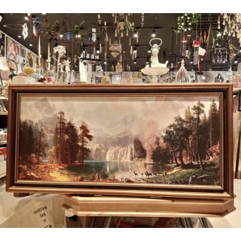 لوحه جداري مطبوع كالنفس باطار خشب ذهبي -5335