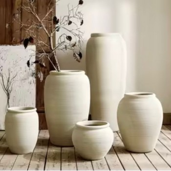 فازه مصنوعه يدويا من الفخار  معتق متوفر 5 احجام ملائم لديكور المنزل -L5516