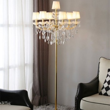 وحده اضاءه كريستال  فاخره  ارضيه معدن ذهبي بتصميم كلاسيك ارتفاع 175سم -5375