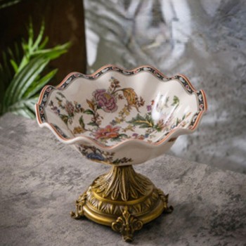 صحن  تقديم للفواكه  فاخر بقاعده  بتصميم الروبي انيق من سيراميك- 5032