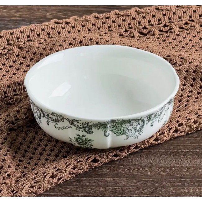 صحن عميق من سيراميك بنقوش خضراء على نمط الفرنسي -51117 صحن عميق من سيراميك بنقوش خضراء على نمط الفرنسي -51117