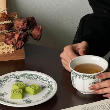 كوب وصحن من سيراميك فاخره -5117