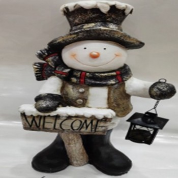 تحفه رجل الثلج بفانوس من الراتنج مثالي للمناسبات  -L6777