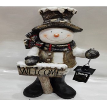 تحفه رجل الثلج بفانوس من الراتنج مثالي للمناسبات  -L6777