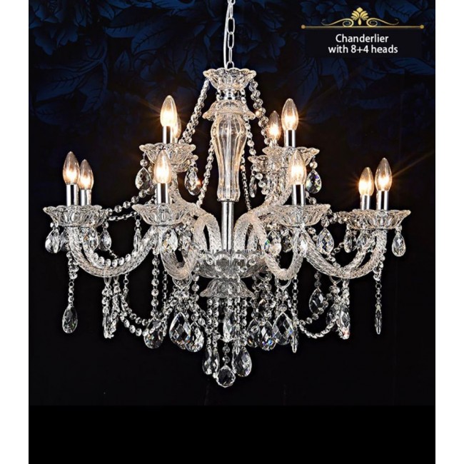 ثريا ملكيه فاخره كريستال زجاجLED 12 شمعه  -5373