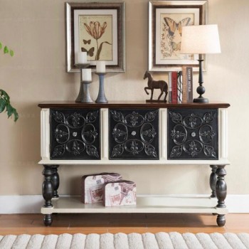 كونسول جداري كلاسيك من الخشب الطبيعي محفور يدويا -1112