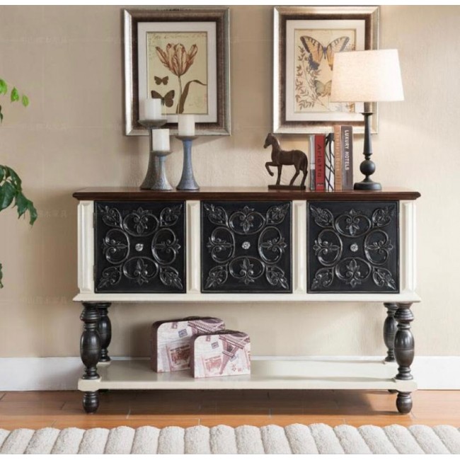 كونسول جداري كلاسيك من الخشب الطبيعي محفور يدويا -1112