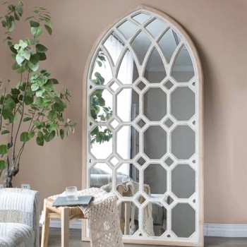 0603 مرايا جداري ديكور  مودرن  خشب  ابيض معتق  ارتفاع 180cm