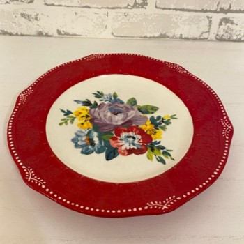 صحن سيراميك بتصميم زهور فينتج -L6301