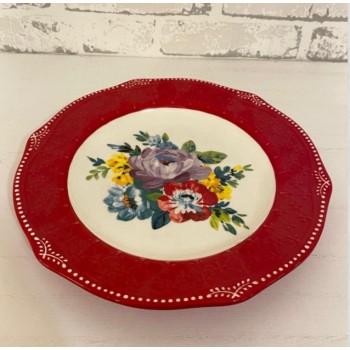 صحن سيراميك بتصميم زهور فينتج -L6301