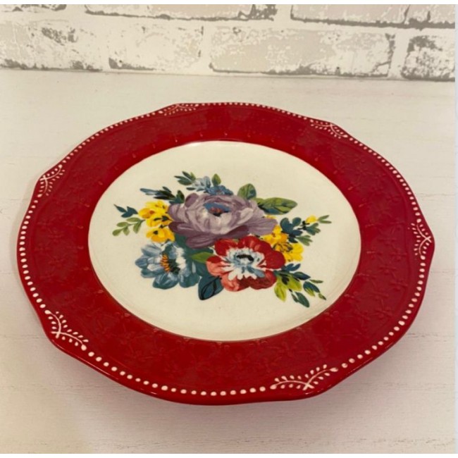 صحن سيراميك بتصميم زهور فينتج -L6301