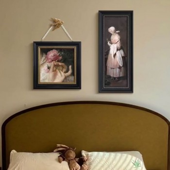 طقم لوحه مطبوع كالنفس باطار خشب بتصميم اوربي -6936