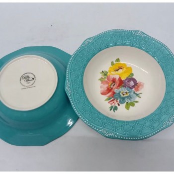 صحن  عميق سراميك بتصميم زهور فينتج -L6304