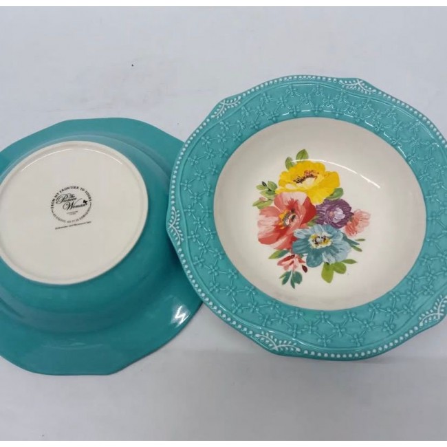 صحن  عميق سراميك بتصميم زهور فينتج -L6304