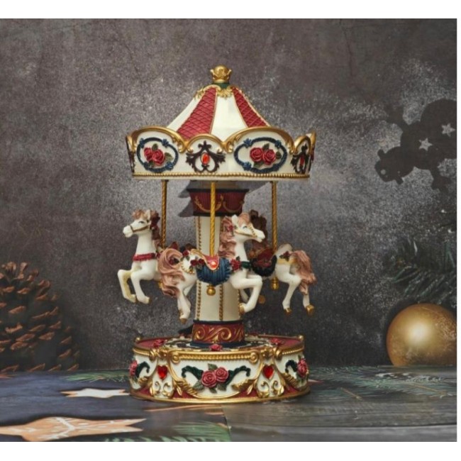 كاروسيل سيراميك حصان موسيقى-L5381