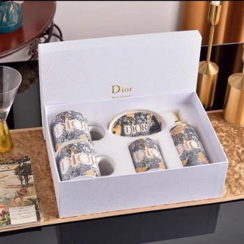 طقم حمام ديور سيراميك مع كوبين قهوه فاخر 5قطع -5827