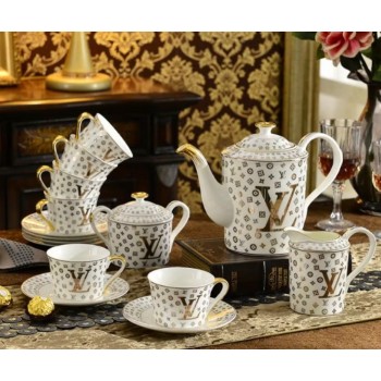 طقم ابريق شاي سيراميك لويس فيتون فاخر -L5826