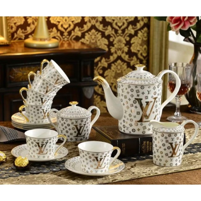 طقم ابريق شاي سيراميك لويس فيتون فاخر -L5826