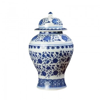 فازه بغطا من سراميك بنقوش الزهور بتصميم انيقL2933 فازه بغطا من سراميك بنقوش الزهور بتصميم انيقL2933