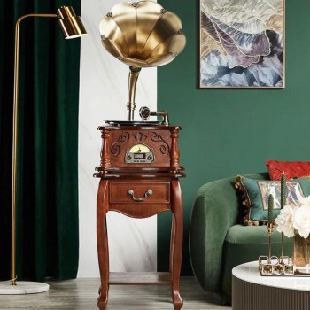 جرامفون مع طاوله خشب  طبيعي كلاسيكي -4334