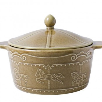 اناء بغطاء من سراميك بنقوش الخيل -L3316