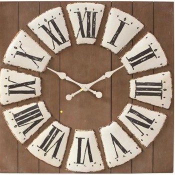 ساعه جداريه من الخشب و الارقام معدنيه معتقهL3142
