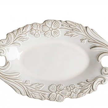 صحن طعام ملكيه عتيقه منقوشه بالزهور من السراميك على طراز الاروبي-L3310