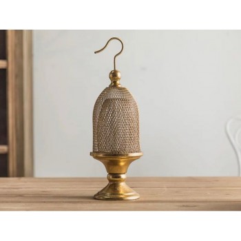 حامل الشموع بتصميم قفص ذهبي معدني L2558 حامل الشموع بتصميم قفص ذهبي معدني L2558