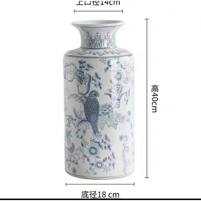 طقم فازه سيراميك فاخره بنقوش زرقاء 3 قطع -32547