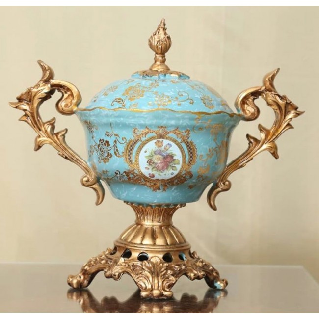 فازه بغطاء سيراميك بتصميم اوربي كلاسيك مثالي لديكور المنزل -L5976