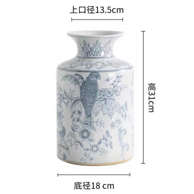 طقم فازه سيراميك فاخره بنقوش زرقاء 3 قطع -32547