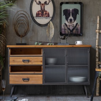 كونسول خشب مطعم بالمعدن كونسول خشب مطعم بالمعدن