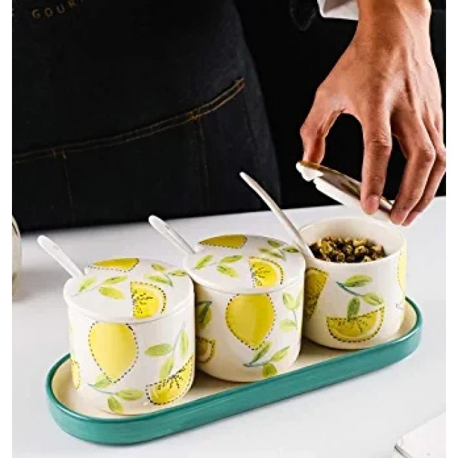 طقم سكريات سيراميك بتصميم الليمون طقم سكريات سيراميك بتصميم الليمون