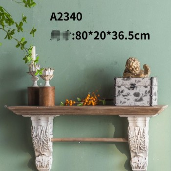 رف جداري خشب حفر يدوي عرض 80cm 